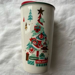 NWT Disney Parks Starbucks Christmas Happy Holidays Ceramic Tumbler 12oz